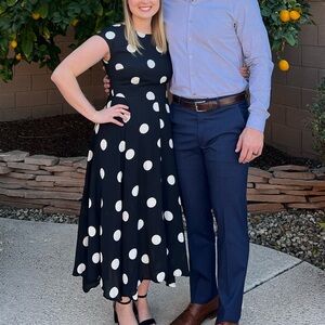 Who What Wear Polka Dot Midi Dress